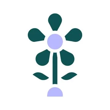 Flower icon solid green purple colour easter symbol illustration. 스톡 일러스트