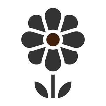 Flower icon solid grey brown colour easter symbol illustration. Illustrazione stock