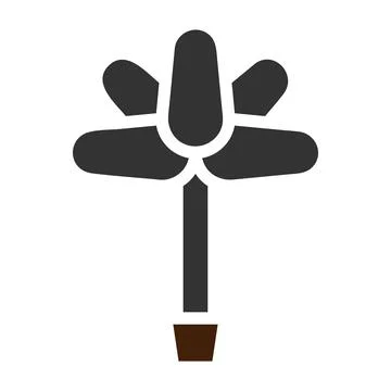 Flower icon solid grey brown colour easter symbol illustration. 스톡 일러스트