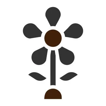Flower icon solid grey brown colour easter symbol illustration. Stockillustratie