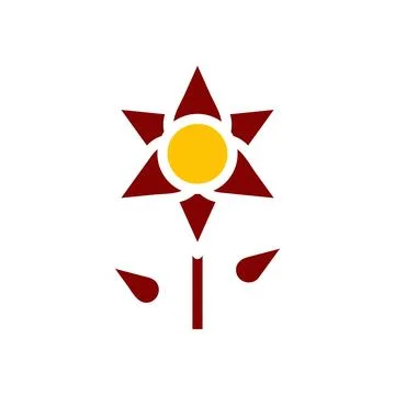 Flower icon solid red yellow colour mother day symbol illustration. Illustrazione stock