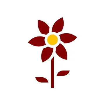 Flower icon solid red yellow colour mother day symbol illustration. Illustrazione stock