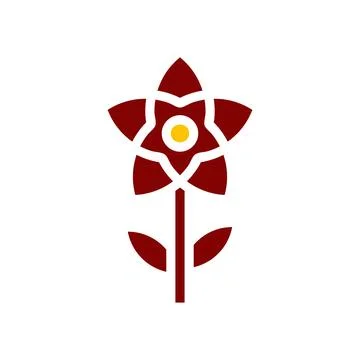 Flower icon solid red yellow colour mother day symbol illustration. Stock Illustration