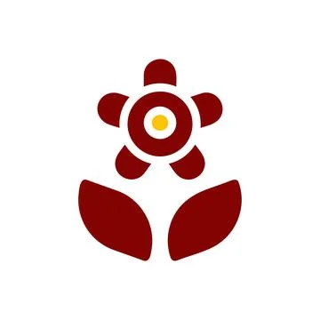 Flower icon solid red yellow colour mother day symbol illustration. Stock Illustration