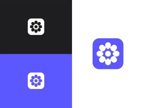 Flower icon template, vector illustration logo, button Stock Illustration