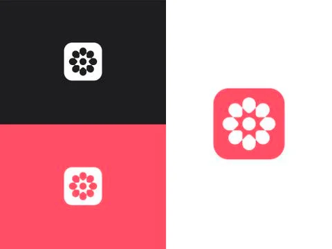 Flower icon template, vector illustration logo, button Stock Illustration