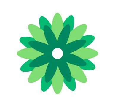 Flower icon top view. Green floral pattern. Bloom and blossom plant. Spring and Stock Illustration