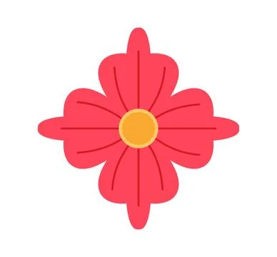 Flower icon top view. Red floral pattern. Bloom and blossom plant. Spring and Stock Illustration