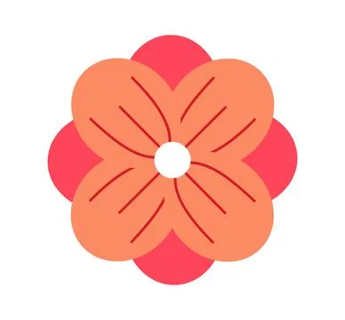 Flower icon top view. Red floral pattern. Bloom and blossom plant. Flora and Illustrazione stock