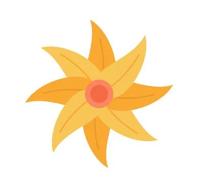 Flower icon top view. Yellow floral pattern. Bloom and blossom plant. Spring and Stock Illustration