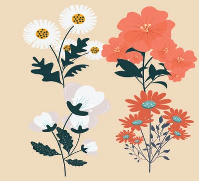 Flower icons colored classical design 스톡 일러스트