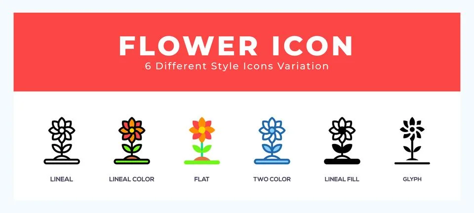Flower icons set of simple vector illustration. Stock Illustration