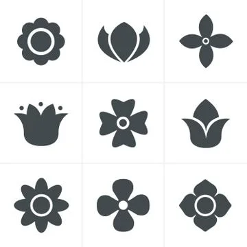Flower Icons Set, Vector Design Stock Illustration