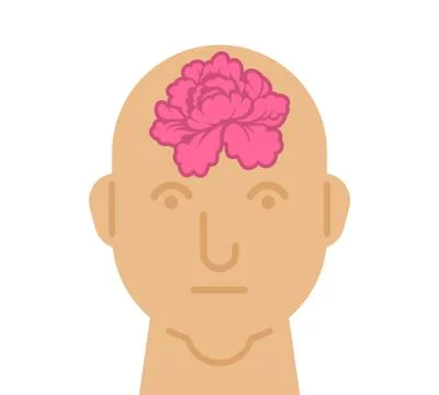 Flower inside head. Rose brain. Vector illustration Stock Illustration