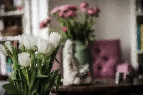 Flower inside the house Stock Illustration