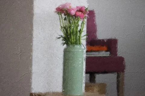 Flower inside the house Stock Illustration