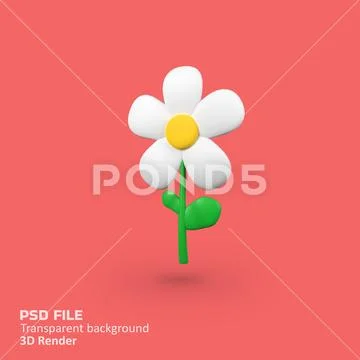 Flower isolated 3d render icon illustration PSD Template