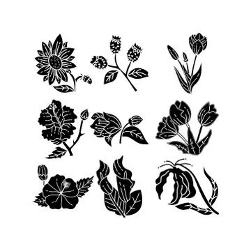 Flower Leaf Illustration Design Template Vector Illustrazione stock