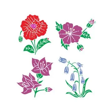 Flower Leaf Illustration Design Template Vector Ilustração Stock
