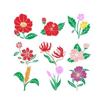 Flower Leaf Illustration Design Template Vector Ilustração Stock