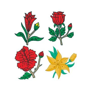 Flower Leaf Illustration Design Template Vector Ilustração Stock