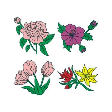 Flower Leaf Illustration Design Template Vector Illustrazione stock