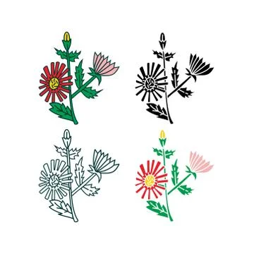 Flower Leaf Illustration Design Template Vector Illustrazione stock