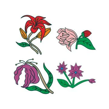 Flower Leaf Illustration Design Template Vector Illustrazione stock