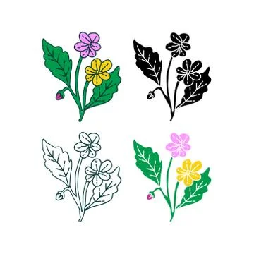 Flower Leaf Illustration Design Template Vector Ilustração Stock