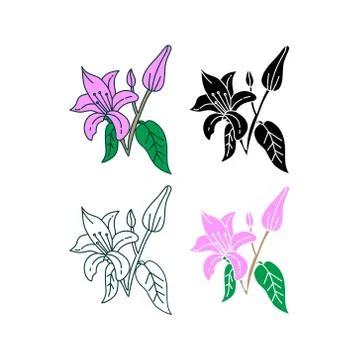 Flower Leaf Illustration Design Template Vector Illustrazione stock