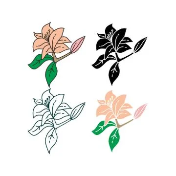 Flower Leaf Illustration Design Template Vector Ilustração Stock