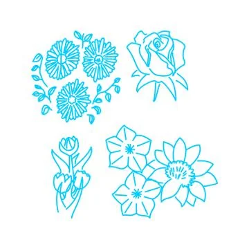 Flower Leaf Illustration Design Template Vector Linear Ilustração Stock