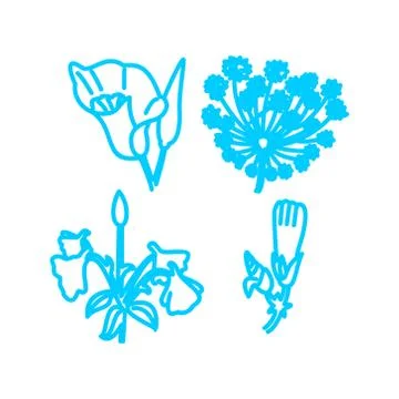 Flower Leaf Illustration Design Template Vector Linear Stock Illustration