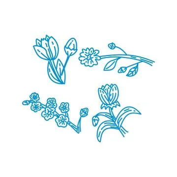 Flower Leaf Illustration Design Template Vector Linear Illustrazione stock