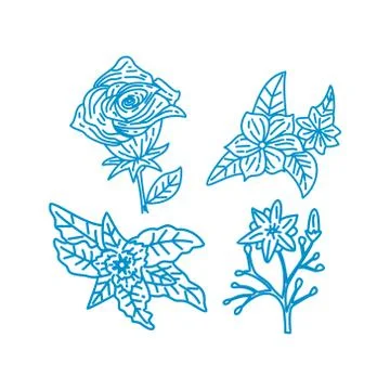 Flower Leaf Illustration Design Template Vector Linear Stock-Illustration