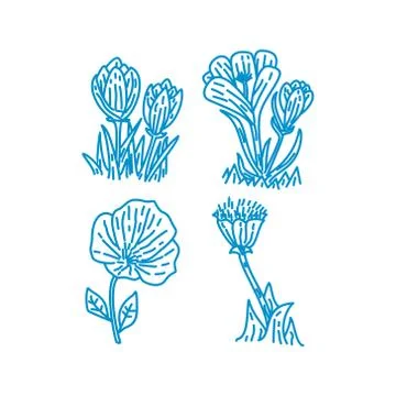Flower Leaf Illustration Design Template Vector Linear Stock-Illustration