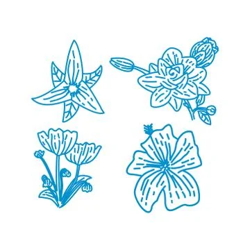 Flower Leaf Illustration Design Template Vector Linear Ilustração Stock