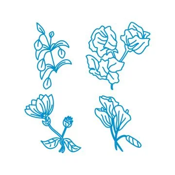 Flower Leaf Illustration Design Template Vector Linear Ilustração Stock