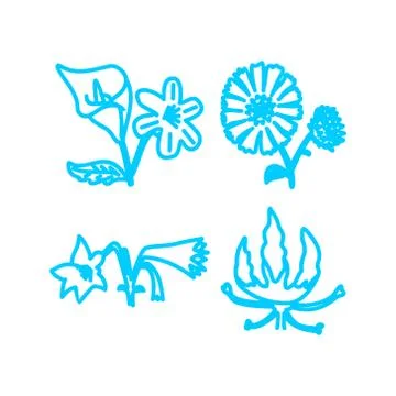 Flower Leaf Illustration Design Template Vector Linear Stock-Illustration