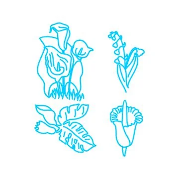 Flower Leaf Illustration Design Template Vector Linear Stock Illustration