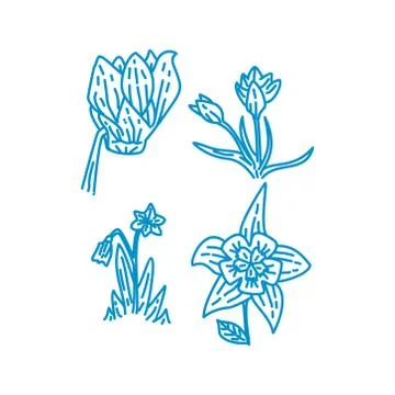 Flower Leaf Illustration Design Template Vector Linear Stock Illustration