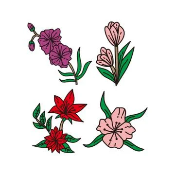 Flower Leaf Illustration Design Template Vector Linear Illustrazione stock