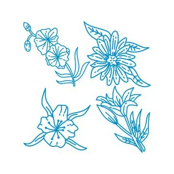 Flower Leaf Illustration Design Template Vector Linear Ilustração Stock