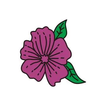 Flower Leaf Illustration Design Template Vector Linear Illustrazione stock