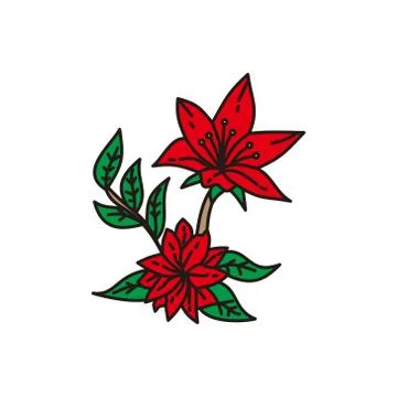 Flower Leaf Illustration Design Template Vector Linear Ilustração Stock