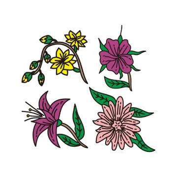 Flower Leaf Illustration Design Template Vector Linear Ilustração Stock