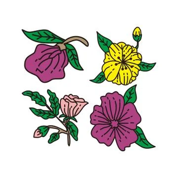 Flower Leaf Illustration Design Template Vector Linear Stock Illustration