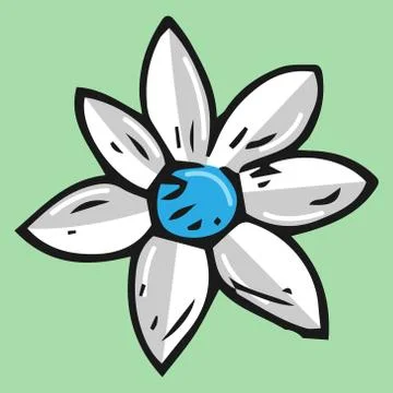 Flower with a leaf. Little flower. Vector illustration. Simple hand drawn ico イラスト素材