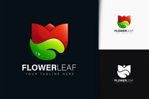 Flower leaf logo design with gradient Stock Illustration