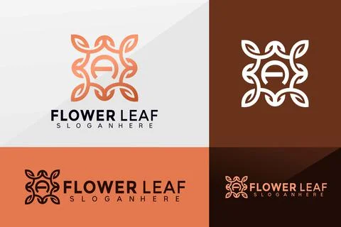 Flower Leaf logo vector, Minimaliset Elegant Mandala logo design, modern logo Stock Illustration